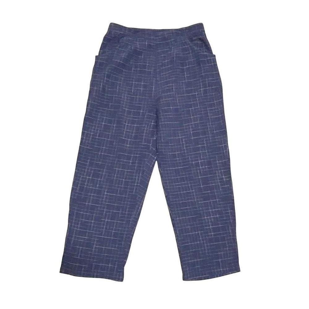 Relaxed Wide-Leg Pants in Navy Grid